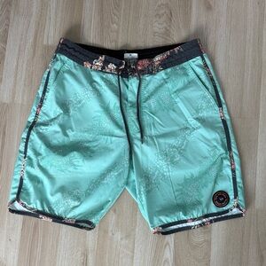 Rip Curl Mint Green Swim Board Shorts with Black Trim